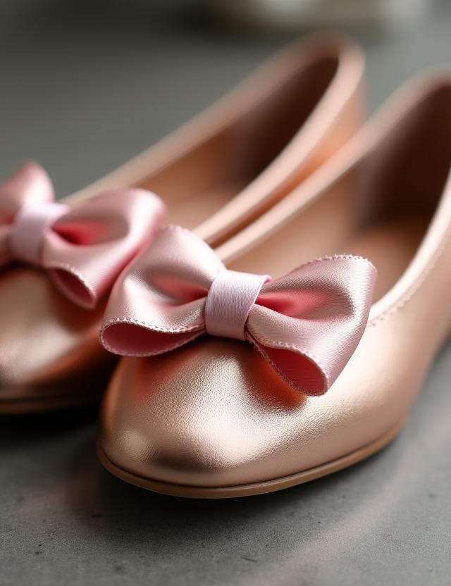 Scarpe Ballerine artigianali con fiocco in nastro