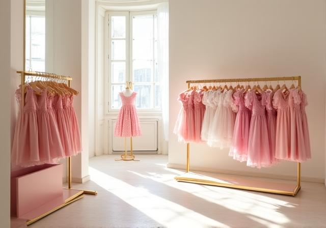 Interno dell'elegante showroom di Aura Bambina a Firenze